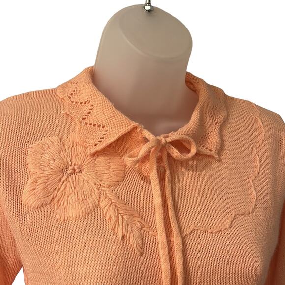 1980’s VINTAGE Dead Stock Changing Scene Embroidered Flower Sweater Size Small - Picture 2 of 7